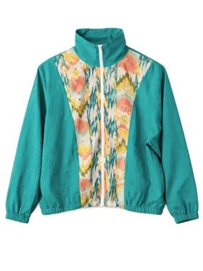 Vintage 80s Colorblock Windbreaker Jacket Zip Blair Green Medium